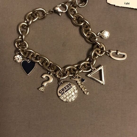 GUESS Silver Charm Bracelet with Black Accents - Picture 3 of 4
